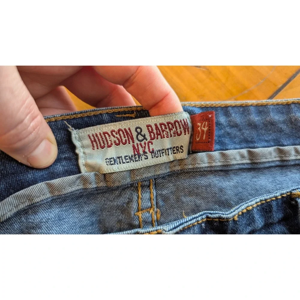 Hudson & Barrow NYC Mens Slim Stretch Jeans‎ Medium Wash Blue Size 34 Denim
